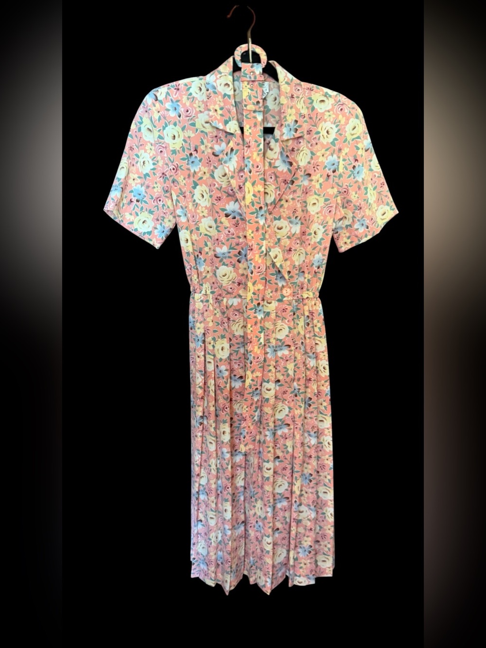 Vintage Talbots Floral Pink Short-Sleeve Midi Dress